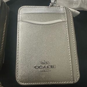 Coach Metallic Silver Card Case